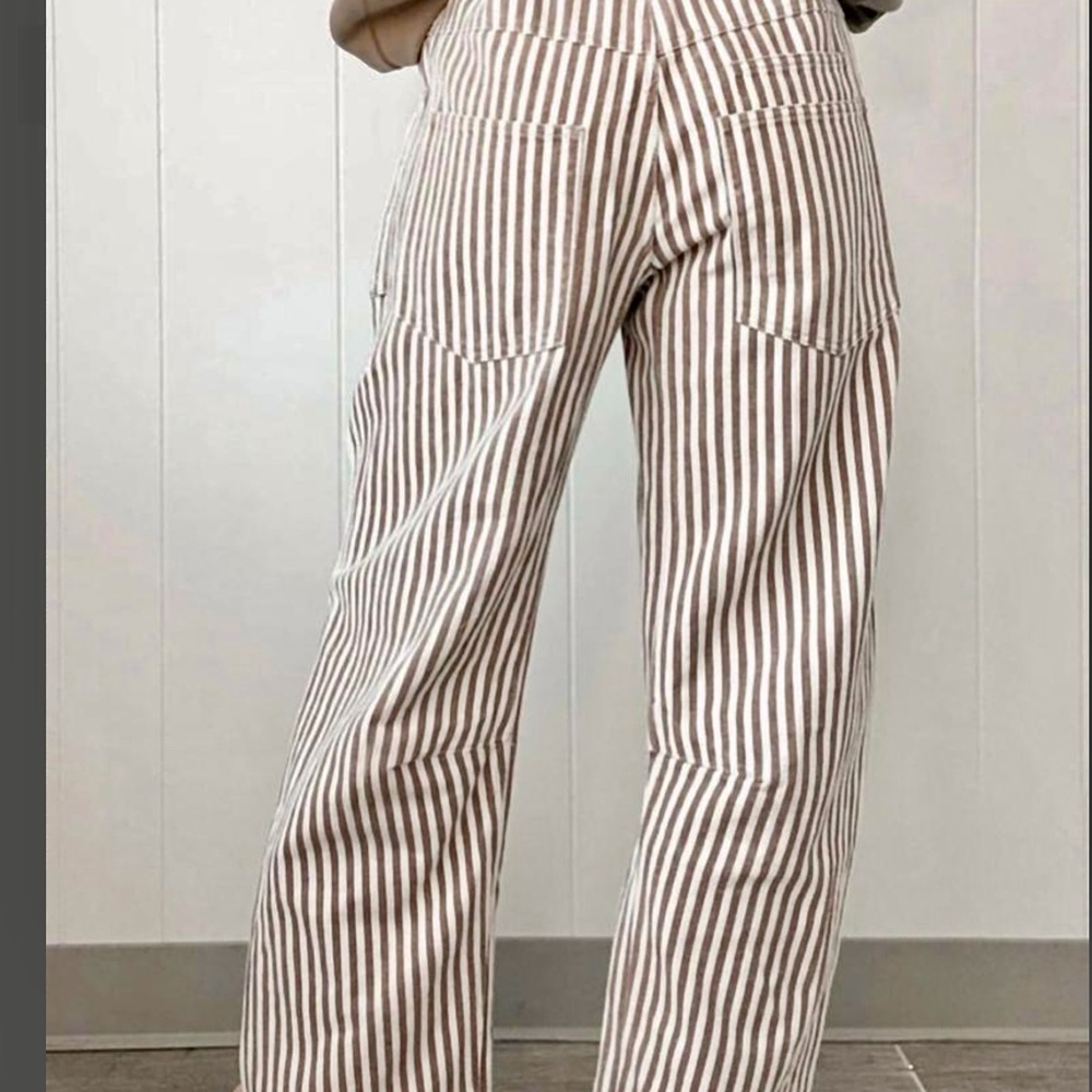 🤎 Hello Gorgeous!! BiBi Drawstring Striped Twill Barrel Pants- Mocha Brown - Picture 4 of 9
